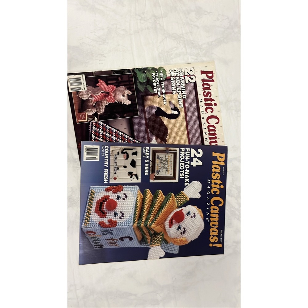 Vintage Plastic Canvas Magazine Lot 2 Issues 1989 Numbers 4 &‎ 5 Needlepoint DIY
